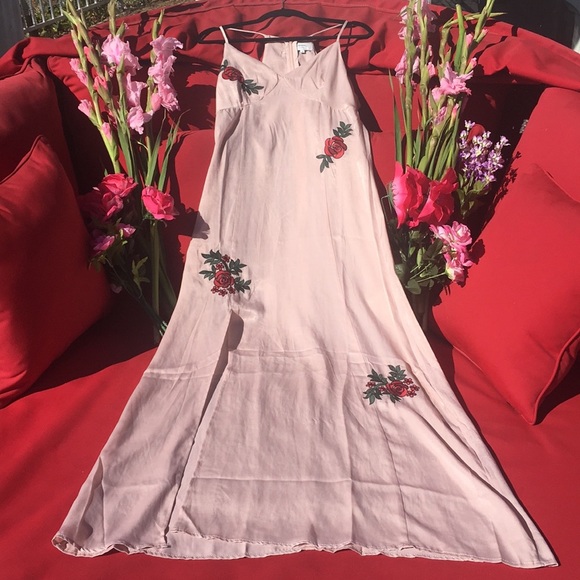 Slip Dress Maxi Champagne Floral Maxi Dress NWOT Medium Brunch Dress - Picture 8 of 8